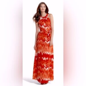 White House Black Market Red and Orange Maxi Dress